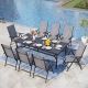 PHI VILLA 9-Piece Metal Rectangle Outdoor Dining Set with Gray Folding Chair THD9-453723GR
