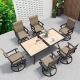 DEXTRUS 7-Piece Patio Dining Set with 28.4 in. H Metal Table and 6 Rotating Dining Chairs Outdoor Dining Ensemble HDFTPLPT-1004100410041009