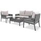 Anvil 4-Piece Sling Patio Conversation Set Outdoor Furniture Set with Gray Cushions and Tempered Glass Coffee Table FY-SK000003AAG