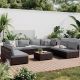 PATIOGUARDER 9-Piece Wicker Patio Conversation Seating Set with Light Gray Cushions and Coffee Table HDPG23018
