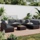 PATIOGUARDER 9-Piece Wicker Patio Conversation Seating Set with Dark Gray Cushions and Coffee Table HDPG23019