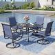 PHI VILLA Black 5-Piece Metal Square Patio Outdoor Dining Set with Slat Table and Textilene Swivel Chairs THD5-0601-093BL