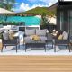 Sungrd 4-Piece Rope Outdoor Patio Conversation Set with Adjustable Feet, Washable Cushion and Large Carrying Capacity in Gray LWM-3AAGBG