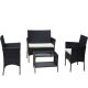 Tenleaf 4 -Piece Black Wicker Rattan Patio Furniture Set Outdoor Patio Cushioned Sectional Seat Sofa with Beige Cushion FCBF12-93