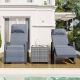 Unbranded 3-Piece Adjustable Wicker Outdoor Patio Conversation Set with Gray Cushions and Coffee Table FF-CS0325G-L