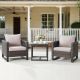 Gymojoy Valenta Brown 3-Piece Wicker Patio Conversation Set with Beige Cushions GM120123-2