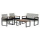 JONATHAN Y Wilder 4-Piece Modern Coastal Faux Wicker Patio Conversation Outdoor Patio Set, White Wash/Black/Natural LVG1102C-4SET