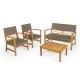 JONATHAN Y Barclay 4-Piece Modern Coastal Acacia Wood Conversation Outdoor Patio Set with Dark Gray/Teak Brown Cushions LVG1000B-4SET