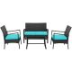 Gymax 4-Piece Patio Rattan PE Wicker Furniture Conversation Set with Sofa Chair and Table GYM11647