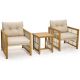 Gymax 3-Pieces Patio Acacia Wood PE Wicker Furniture Set with Soft Seat and Back Cushions GYM11664