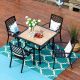 PHI VILLA Elegant 5-Piece Metal Outdoor Patio Dining Set with Stackable Chairs THD5-S5-503