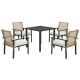 Outsunny Beige 5-Piece Wicker Outdoor Dining Set with White Cushion 861-074V00ND