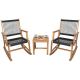 Gymax 3-Piece Acacia Wood Rocking Chair Set with Coffee Table and All-Weather Rope Patio Conversation Poolside GYM11836