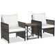 Gymax Outdoor 3-Pieces Patio Rattan Chair and Coffee Table Set Furniture Set Backyard Poolside GYM12154