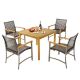 Gymax 5-Pieces Patio Dining Set Acacia Wood Table with 1.9 in. Umbrella Hole Wicker Armchairs GYM12277