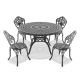 Sudzendf Black 5-Piece Aluminum Outdoor Dining Set Includes 1-Round Table and 4-Chairs with Umbrella Hole 2715W0001