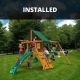 Gorilla Playsets Professionally Installed Ozark II Wooden Outdoor Playset with Rock Wall, Slide and Backyard Swing Set Accessories 6741