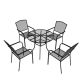 Clihome 5-Piece Patio Steel Mesh Outdoor Dining Set in Black CL-07SL4C1TROBL
