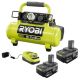 RYOBI ONE+ 18V Lithium-Ion 4.0 Ah Compact Battery (2-Pack) and Charger Kit with Cordless 1 Gal. Portable Air Compressor P739-PSK006