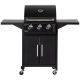 Outsunny Outdoor 3 Burner Gas Grill, Propane, Portable Smoker in Black with Wheels, Warming Rack 846-103V80BK