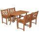 Outsunny 5-Piece Poplar Wood Outdoor Teak Color Dining Set 84G-343V00TK