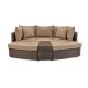 Sudzendf 6-Piece PE Wicker Outdoor Patio Conversation Round Sectional Seating Set with Brown Cushions and Coffee Table 2834S20AAE