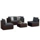 PATIOGUARDER 5-Piece Wicker Patio Conversation Seating Set with Dark Gray Cushions and Coffee Table HDPG23005