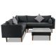 Tenleaf 4-Piece Black Wicker Patio Conversation Set with Gray Cushions, Colorful Pillows FCBF12-300