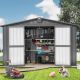 Unbranded 10 ft. W x 8 ft. D Outdoor Metal Storage Shed with Double Lockable Door, for Bike, Trash Can, Tools, Black (80 sq. ft.) ML-W1859S00032
