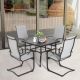 Nuu Garden Gray 5-Piece Textilene and Iron Outdoor Dining Set, 4 Chairs and 37 in. Square Dining Table with 1.57 in. Umbrella Hole SD003GR-T2BK