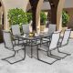 Nuu Garden Gray 7-Piece Textilene and Iron Metal Rectangular Table with 1.57 in. Outdoor Dining Set, 6-Chairs and Umbrella Hole SD003GR-T3BK