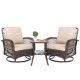 Karl home 3-Piece Wicker Swivel Rocking Patio Conversation Set with Cushions K1G56000700