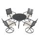 Clihome 5-Piece Black Metal Outdoor Dining Set with Beige Cushions and Umbrella Hole C3312T73A-CL
