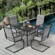 Nuu Garden Light Gray 5-Piece Textilene and Iron Square Outdoor Dining Set with 1.57 in. Umbrella Hole SD006-T2BK