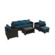 Sudzendf 7-Pieces Outdoor Patio Furniture Sets, Rattan Conversation Sectional Set, Manual Wicker Patio Sofa, Blue Cushion ZTPO12-321