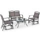 Gymax 4-Piece Metal Patio Conversation Set Outdoor Glider Chair and Table Set GYM12568