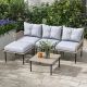 Outsunny 5-Piece Rattan Patio Conversation Set with with L-Shaped Sofa, Cushions 860-306V01LG