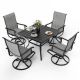 PamaPic Gray 5-Piece Metal Outdoor Patio Dining Set with Square Table and Textilene Swivel Chairs TS-ZY-5-G-WH3