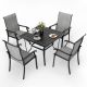 PamaPic Gray 5-Piece Metal Outdoor Patio Dining Set with 4 Text Ilene Chairs and Square Table TS-CZ-5JT-G-WH3
