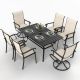 PamaPic Beige 7-Piece Metal Outdoor Patio Dining Set with 6 Textilene Chairs and Rectangle Table TS-CZ-7JT-B-WH3