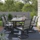domi outdoor living Madison Black 7-Piece Heavy Duty Steel Outdoor Dining Set with Gray Textilene Sling Fabric 138-7PC