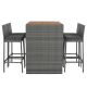 Angel Sar 5-Piece Wicker Outdoor Dining Set Bar Height Chairs with Non-Slip Feet and Gray Cushion SKGN6583