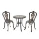 Mondawe 3-Piece Antique Bronze Cast Aluminum Round Ceramic Tiles Tabletop Table Outdoor Patio Bistro Set with 2-Armless Chair MO6027CC-BR