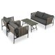 Unbranded 4-Piece Rattan Wicker Sectional Sofa and Glass Table, Patio Furniture Set, Gray Thick Cushions FG201229AAE