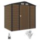 Outsunny 6 ft. x 4 ft. Dark Brown Wood Metal Outdoor Storage Shed, Garden Tool Shed with Ventilation Slots, 24 sq. ft. 84H-115V00AK