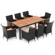 Gymax Brown 9-Piece Wicker Outdoor Dining Set for 8-Large Conversation Set with Beige Seat Cushion and Umbrella Hole GYM13272