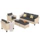 OVIOS Athena Biege 5-Piece Wicker Outdoor Patio Conversation Seating Set with Black Cushions ADAR105