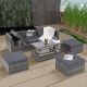 Sudzendf 5-Piece PE Wicker Patio Conversation Set with Lift Top Coffee Table and Dark Gray Cushions 3051W0015