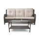 Tenleaf 2-Piece Rattan Wicker Outdoor Patio Conversation Sectional Sofa Set with Beige Cushions, Coffee Table FCBF12-476