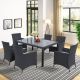 Unbranded Black 7-Piece Outdoor Wicker Outdoor Dining Patio Rattan Furniture Set with Black Cushion QR-89